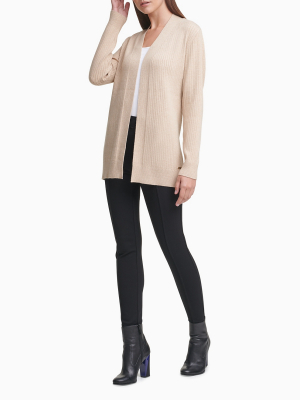 Ribbed Open V-neck Cardigan