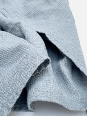 Linen Waffle Hand Towel, Blue Grey