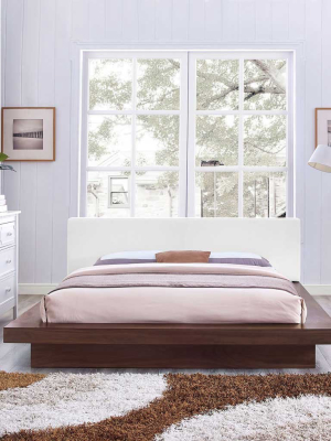 Freyja Vinyl Platform Bed Walnut/white