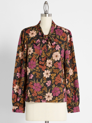 Bohemia Blooms Tie-neck Blouse