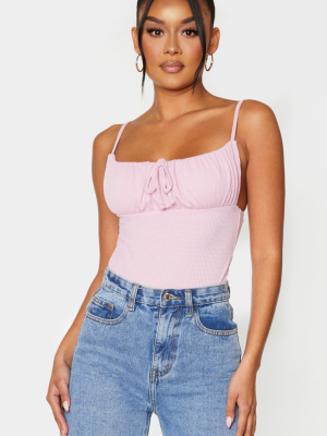 Blush Waffle Ruched Bust Cami Top