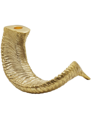 Worlds Away Ward Ram Horn Candle Sticks - Gold (set Of 2)