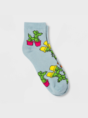 Women's Cactus Dog Ankle Socks - Xhilaration™ Blue 4-10