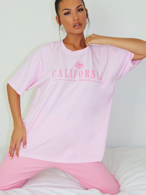 Pink California Logo Oversized T Shirt