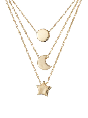 Solid Gold You Are My Sun, My Moon & All Of My Stars Necklace Set