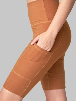 Recycled Bike Short With Pockets - Turmeric