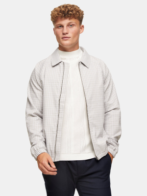 White And Gray Check Harrington Jacket