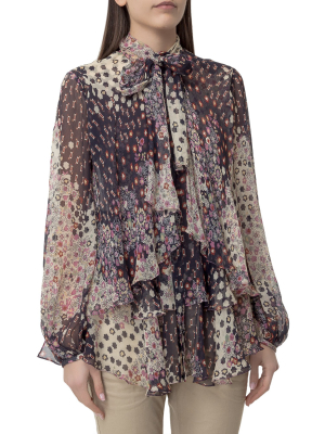 Dsquared2 Ruffled Floral Print Blouse