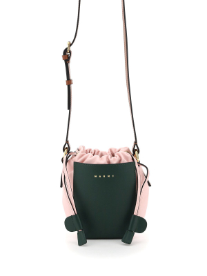 Marni Logo Printed Two-tone Shoulder Bag