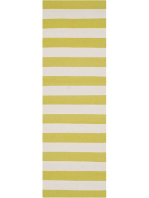 Montauk Stripe Green/ivory Runner Rug