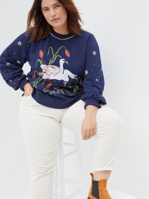 Swan Lake Embroidered Sweatshirt