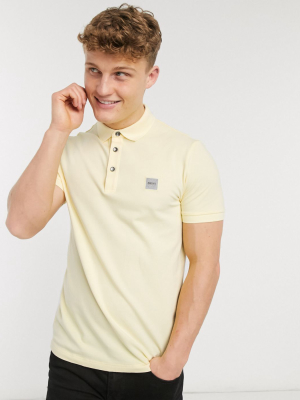 Boss Passenger Slim Fit Logo Polo In Yellow