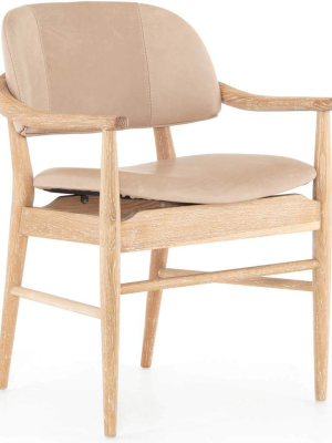 Josie Leather Dining Chair, Harness Burlap, Set Of 2