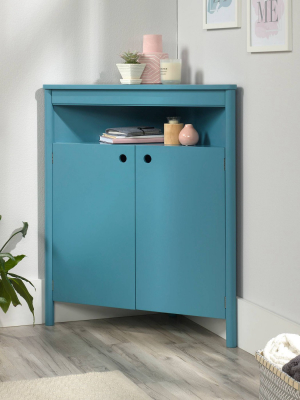 Anda Noor Corner Storage Cabinet Sea Blue - Sauder