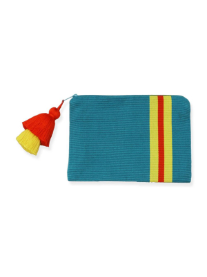 Pais Textil Turquoise Striped Pima Cotton Pouch