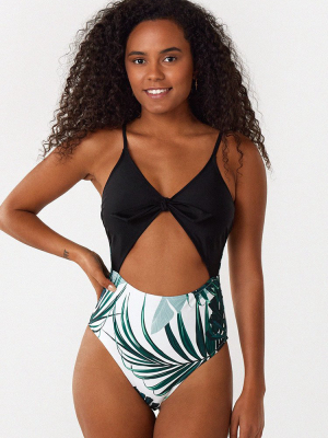 Gwen Tropical Cut Out One Piece Swimsuit