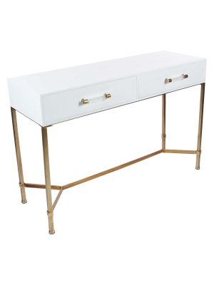 Metal And Wood Rectangular Console Table White - Olivia & May