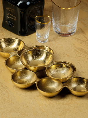 Small Cluster Of Nine Serving Bowls - Dark Gold