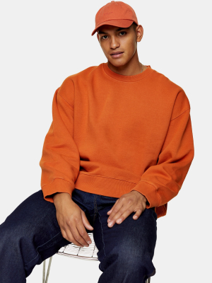 Washed Orange Oversized Sweatshirt