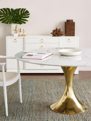 Stockholm Round Dining Table Brass And White Marble