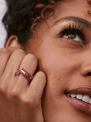 Double Full Red Spinel Ring