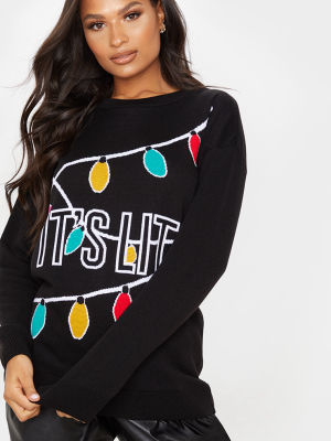 Black It's Lit Christmas Sweater