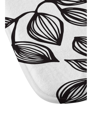 Julia Da Rocha Leaves Memory Foam Bath Mat Black/white - Deny Designs