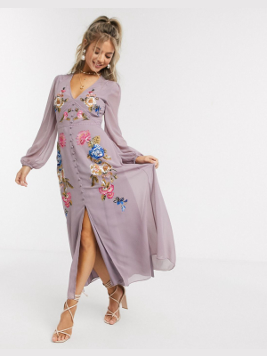 Hope & Ivy Midi Embroidered Tea Dress