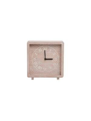 Natural Wood Battery Operated Table Clock - Foreside Home & Garden