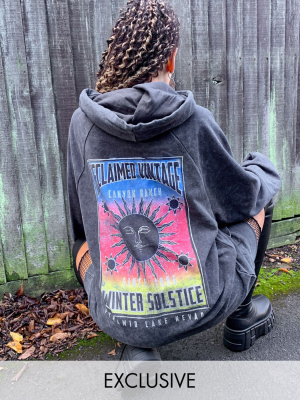 Reclaimed Vintage Inspired Hoodie With Band Luna Print