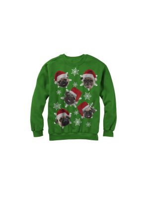 Men's Lost Gods Ugly Christmas Pug Snowflakes Sweatshirt