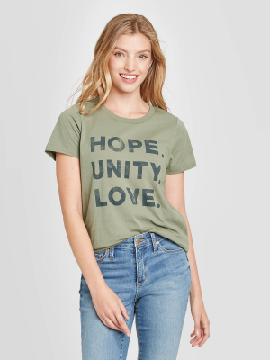 Women's Hope Unity Love Short Sleeve Graphic T-shirt - Green