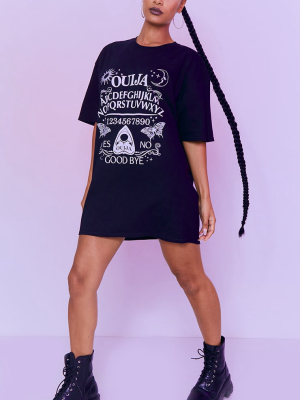 Black Ouija Print T Shirt Dress