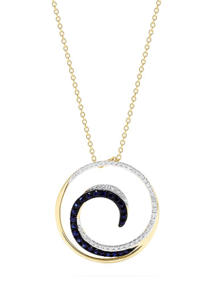 Effy Royale Bleu 14k Yellow Gold Sapphire & Diamond Wave Pendant, 0.49 Tcw