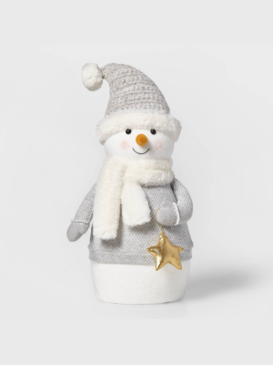 Small Plush Snowman Decorative Figurine White - Wondershop™