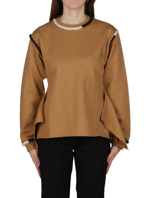 Jw Anderson Embroidered Logo Raw Hem Sweatshirt