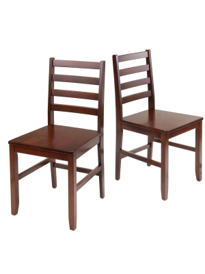 Hamilton 2 Piece Ladder Back Chair - Antique Walnut - Winsome