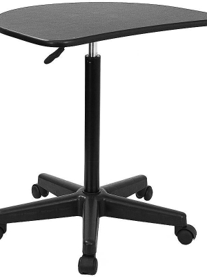 Adjustable Mobile Laptop Computer Desk With Black Top - Flash Furniture