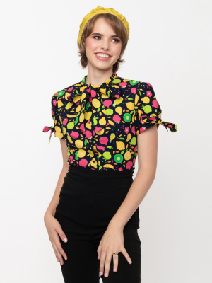 Magnolia Place Tropical Fruit Print Eleanor Top