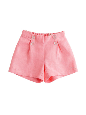 Coral Pleated Shorts