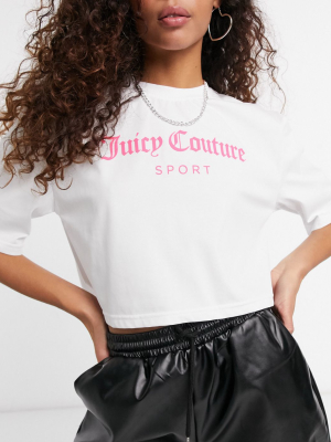 Juicy Couture Crop Logo T-shirt In White