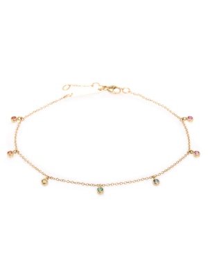 14k 7 Dangling Rainbow Sapphires Anklet
