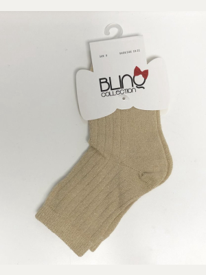 Blinq Ribbed Glitter Ankle Sock - Gold