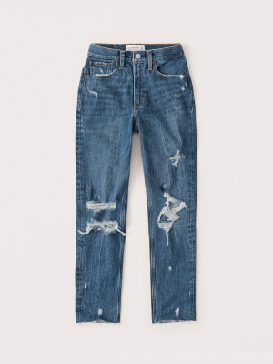 Ripped High Rise Mom Jeans