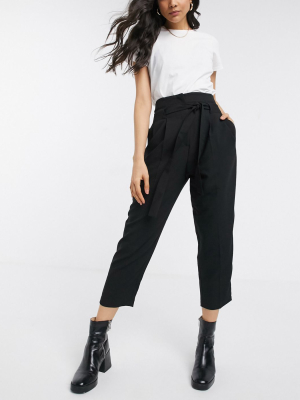 Asos Design Tailored Tie Waist Tapered Ankle Grazer Pants