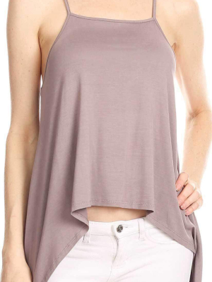 Bear Dance Solid Spaghetti Strap Top In Purple Grey T2440