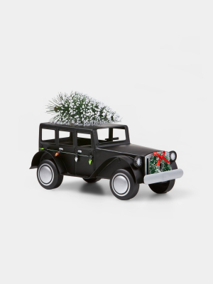 Small Rolls Royce With Christmas Tree On Top Decorative Figurine Black - Wondershop™