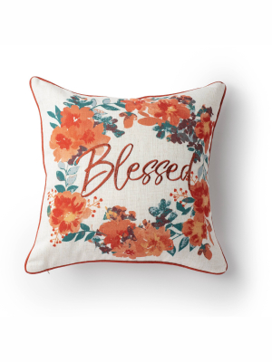 18"x18" Blessed Wreath Throw Pillow - Sure Fit