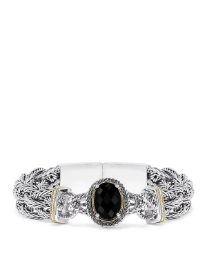 Effy 925 Sterling Silver & 18k Yellow Gold Accented Onyx Bracelet, 6.90 Tcw