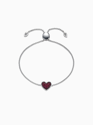 Effy 925 Sterling Silver Ruby Heart Bracelet, 0.62 Tcw